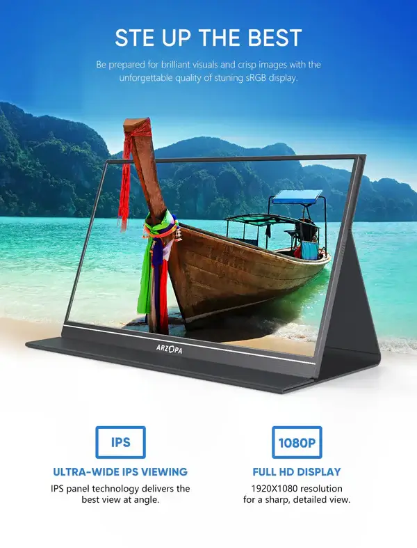 Arzopa S1 Table Portable Laptop Monitor | 15.6” FHD 1080P
