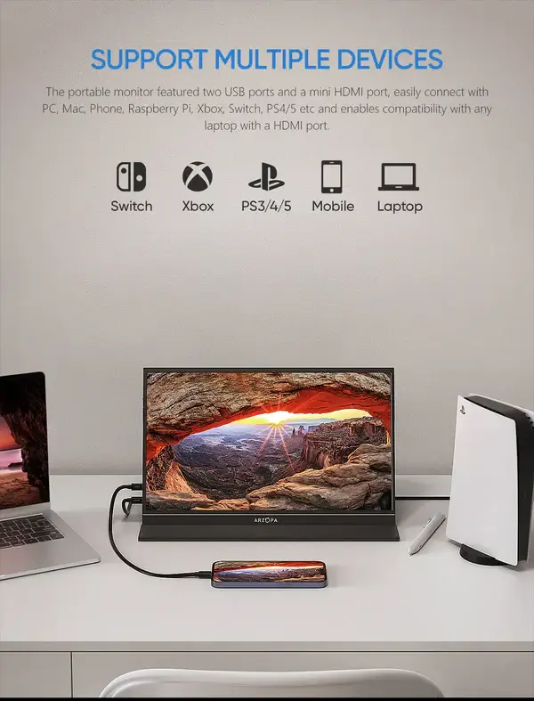 Arzopa S1 Table Portable Laptop Monitor | 15.6” FHD 1080P