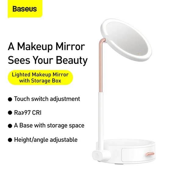 Baseus Smart Beauty Series Lighted Makeup Mirror with Adjustable Lamp Storage Box