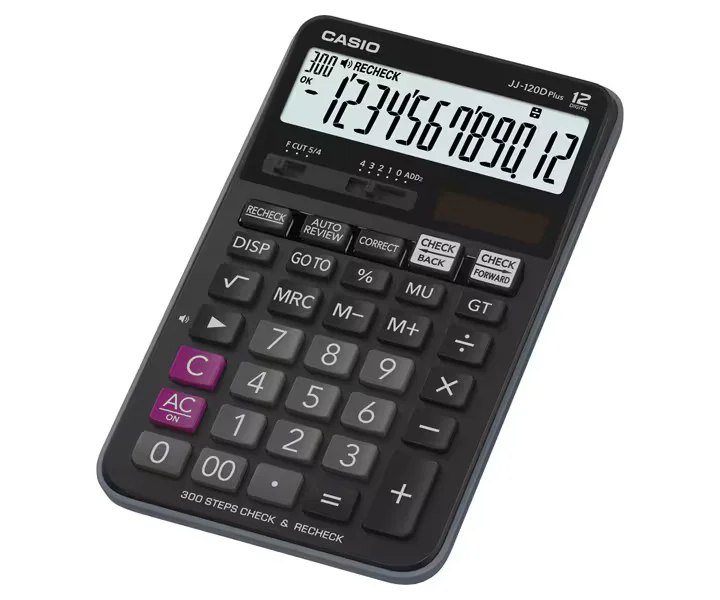 Casio JJ-120D Plus Check &amp; Recheck Basic Calculator – Precision with Error Detection