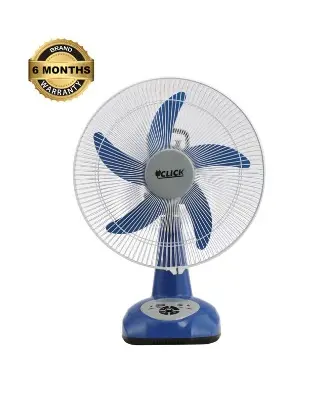 Click Rech. Table Fan-14''(Blue)-USB Charger