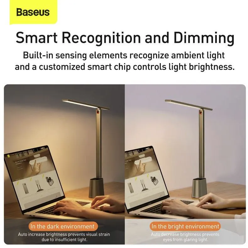 BASEUS Smart Eye Series Rechargeable Folding Reading Desk Lamp Smart Light – Dark Grey DGZG-0G
