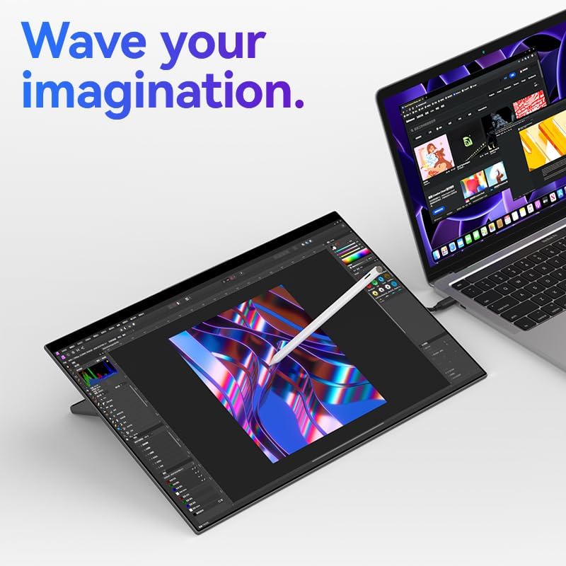 R13 Pro 15.6" 4K 16:10 Portable Monitor with 3840 x 2400 High Resolution 1000g Lightweight with Screentouch Functionality Gaming Display and Digital Art Work Portable Monitor