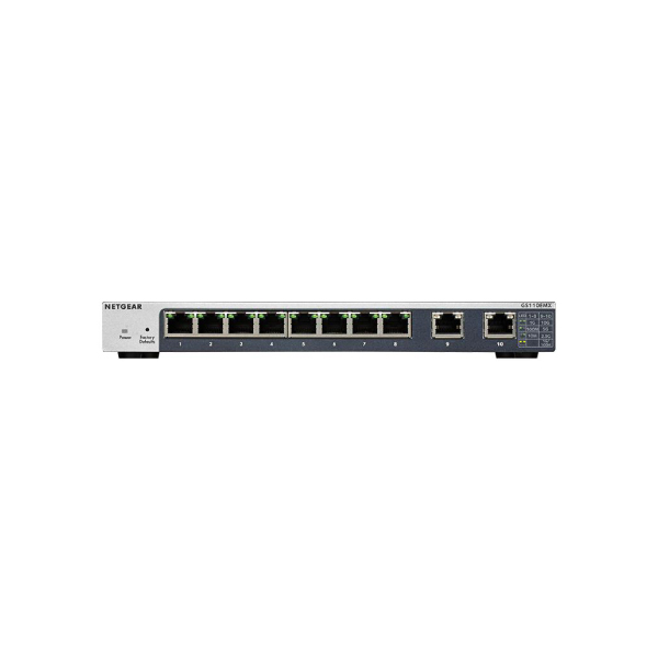 NETGEAR GS110EMX 8-PORT GIGABIT COPPER + 2-PORT MULTI-GIG COPPER PLUS MANAGED DESKTOP SWITCH