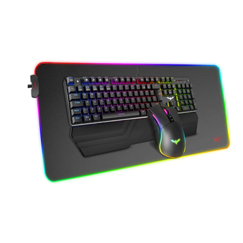 HAVIT KB511L RGB Mechanical Keyboard, Mouse &amp; Mouse Pad Combo