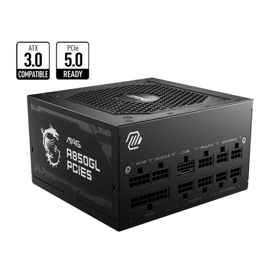 MSI MAG A850GL PCIE5 850W 80 Plus Gold Modular Power Supply (PSU)