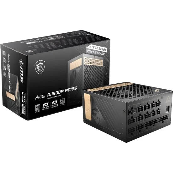 MSI MEG Ai1300P PCIE 5.0 1300W 80 Plus PLATINUM Full Modular Power Supply (PSU)