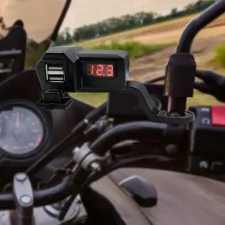 Waterproof Dual USB Motorcycle Phone 3.4A Fast Charger With Voltmeter