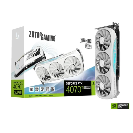ZOTAC GAMING GeForce RTX 4070 Ti SUPER Trinity OC White Edition 16GB GDDR6X Graphics Card