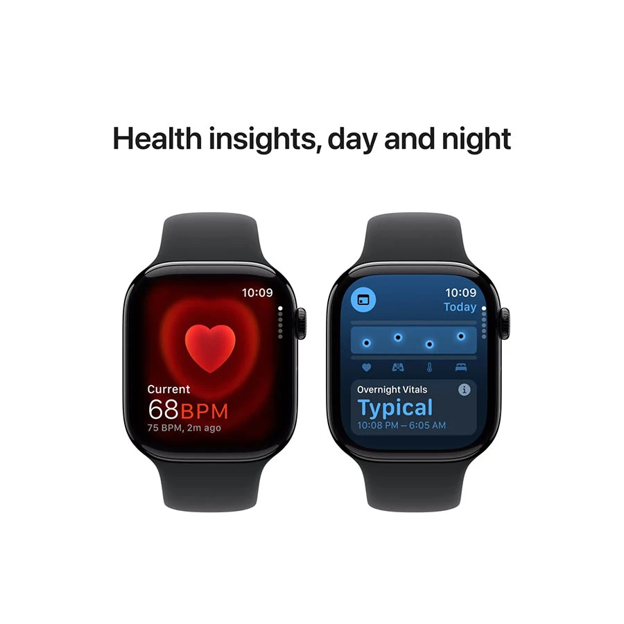Apple Watch Series 10 46mm (GPS) Jet Black Aluminum Case with Black Sport Medium Large Band