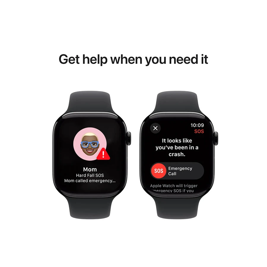 Apple Watch Series 10 46mm (GPS) Jet Black Aluminum Case with Black Sport Medium Large Band