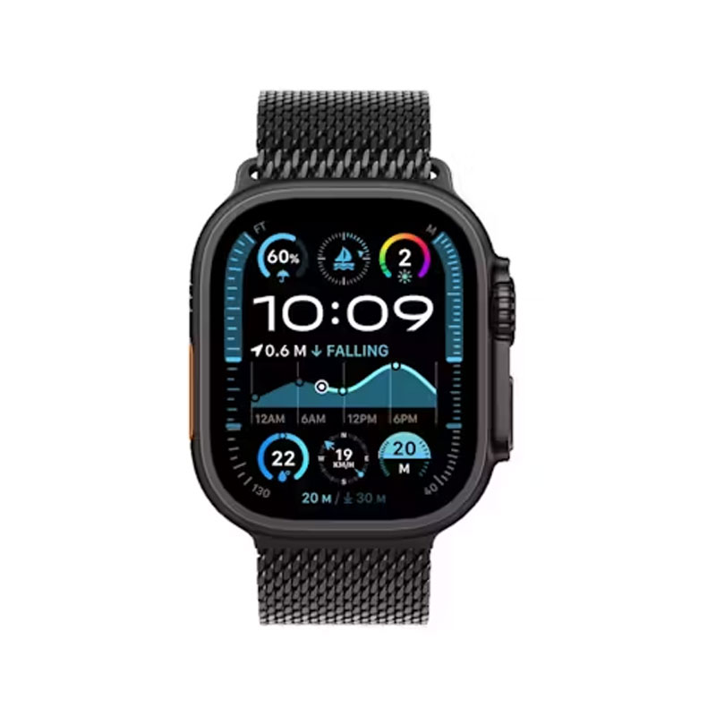 Apple Watch Ultra 2 GPS Cellular, 49mm Black Titanium Case with Milanese Loop - L