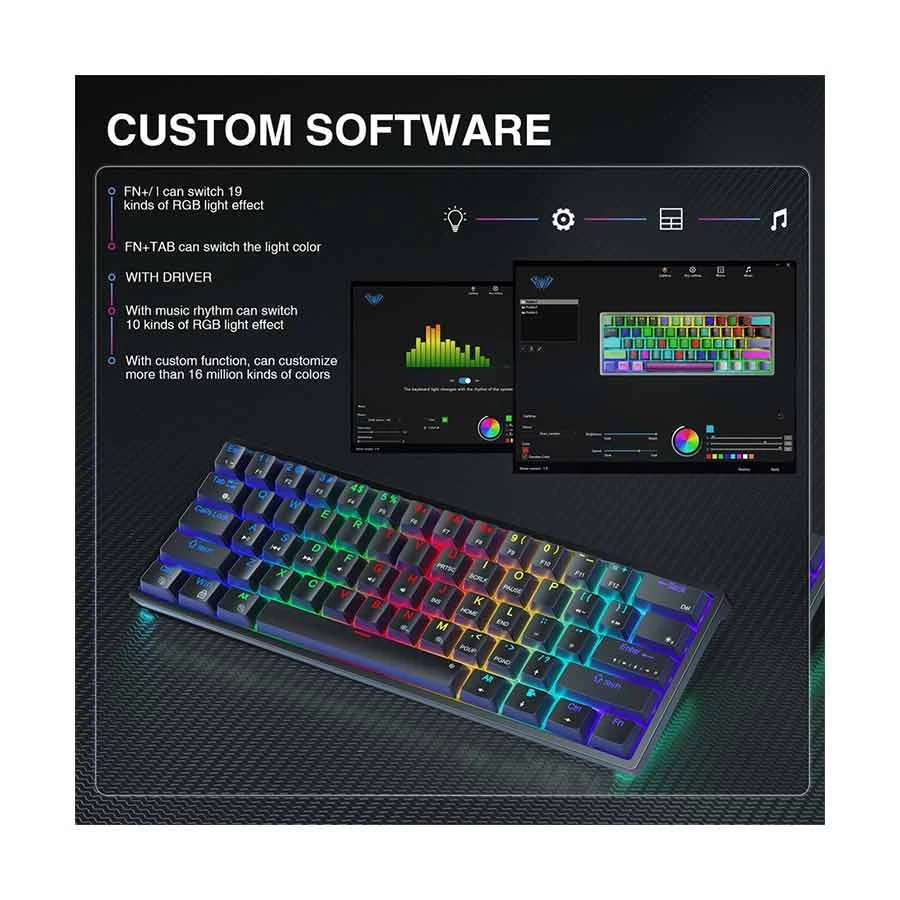 Aula F3261 RGB Hot Swap (Blue Switch) Wired Black Mechanical Gaming Keyboard