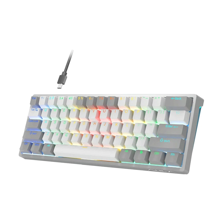 Aula F3261 RGB Hot Swap (Blue Switch) Wired Gray &amp; White Mechanical Gaming Keyboard