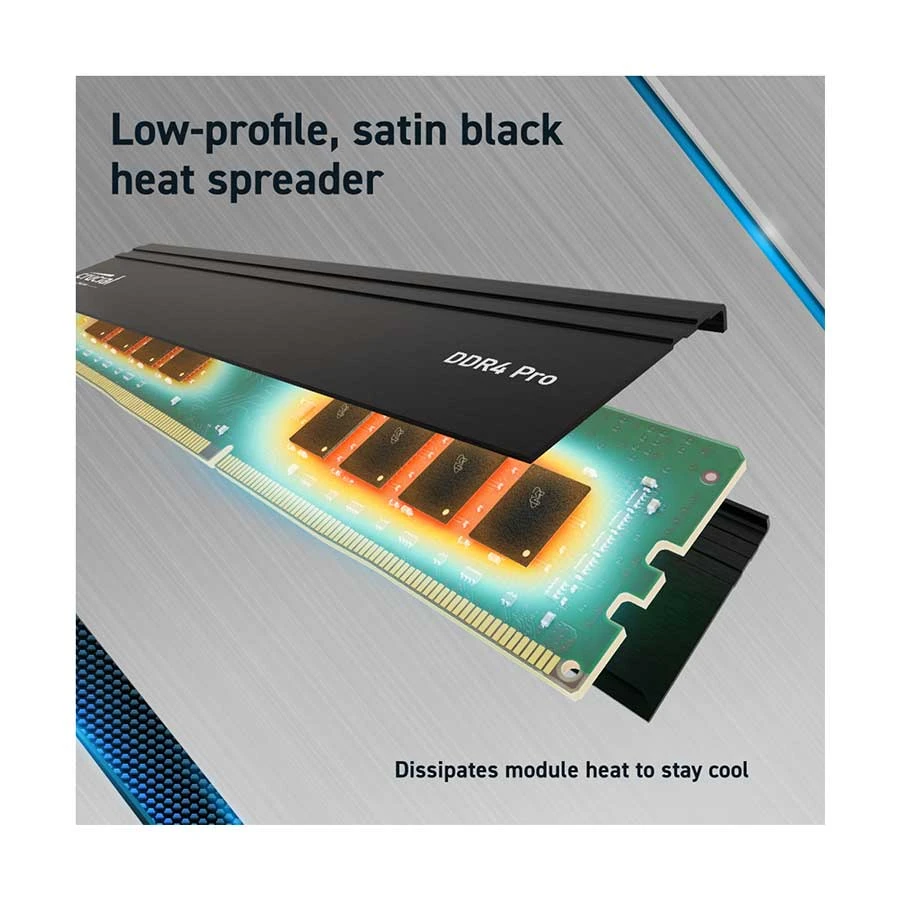Crucial Pro 16GB DDR4 3200MHz U-DIMM Black Heatsink Desktop RAM