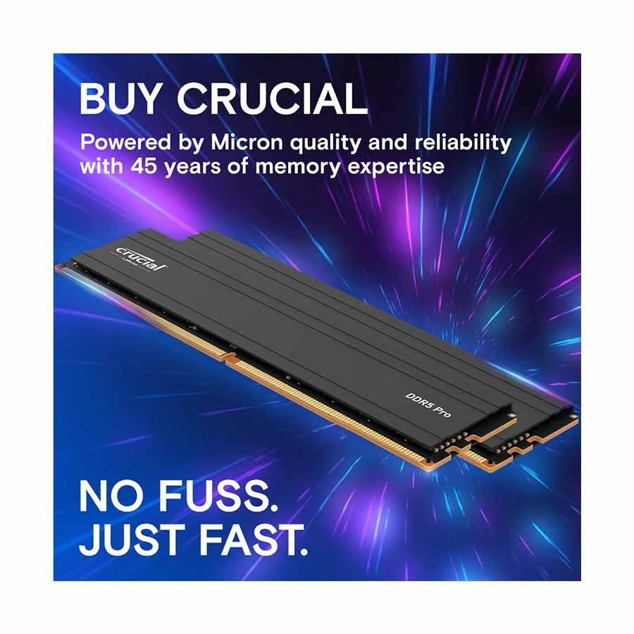 Crucial Pro 32GB DDR5 5600MHz U-DIMM Black Heatsink Desktop RAM