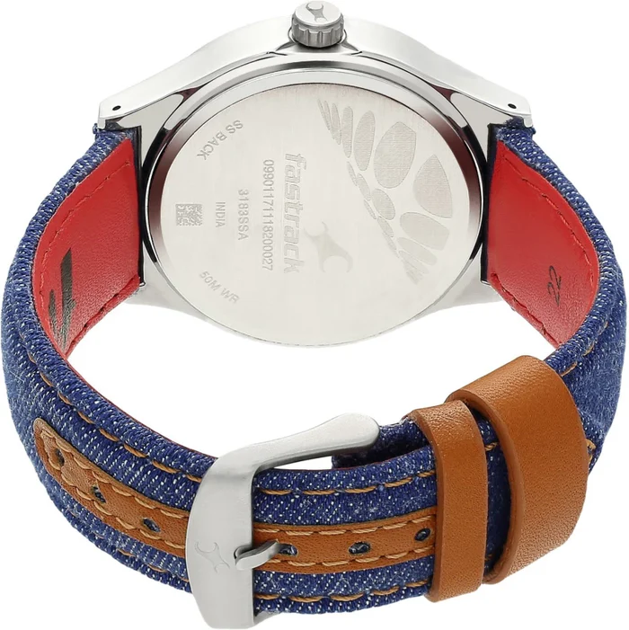 Fastrack Denim Fabric White Dial Analog Watch | NM3183SL01