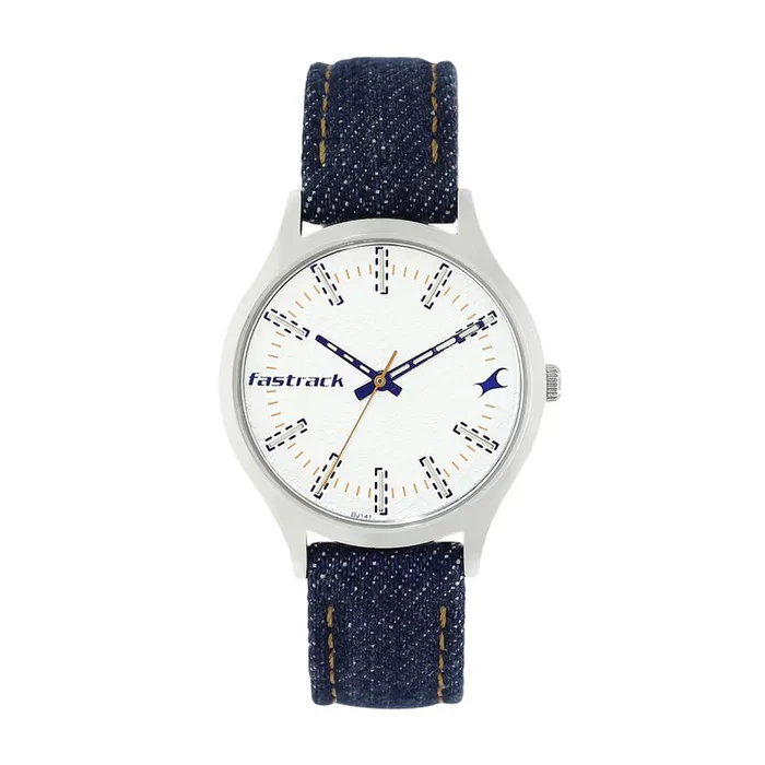 Fastrack Women Fabric Denim Analog White Dial Watch | NP6180SL01