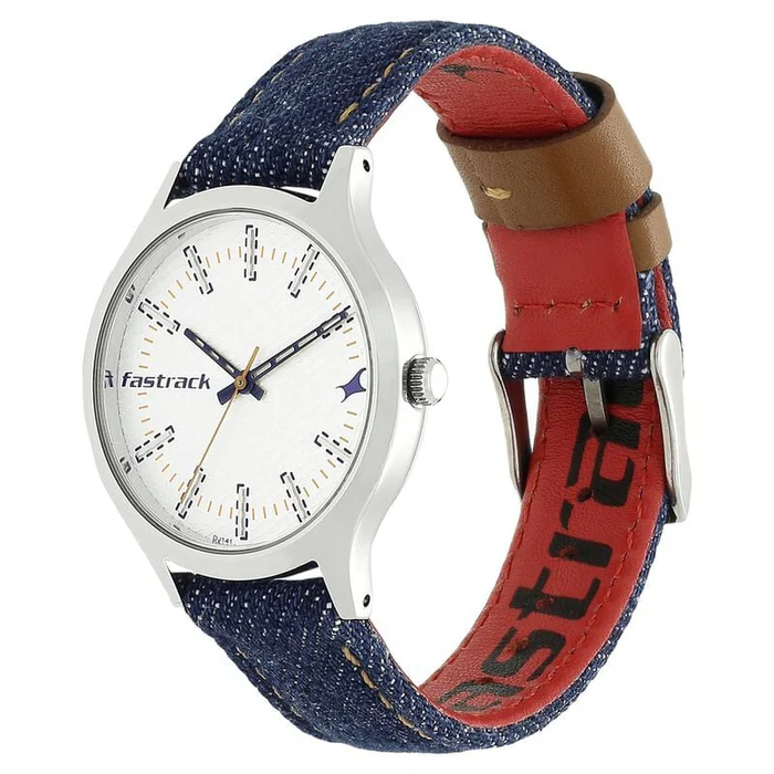 Fastrack Women Fabric Denim Analog White Dial Watch | NP6180SL01