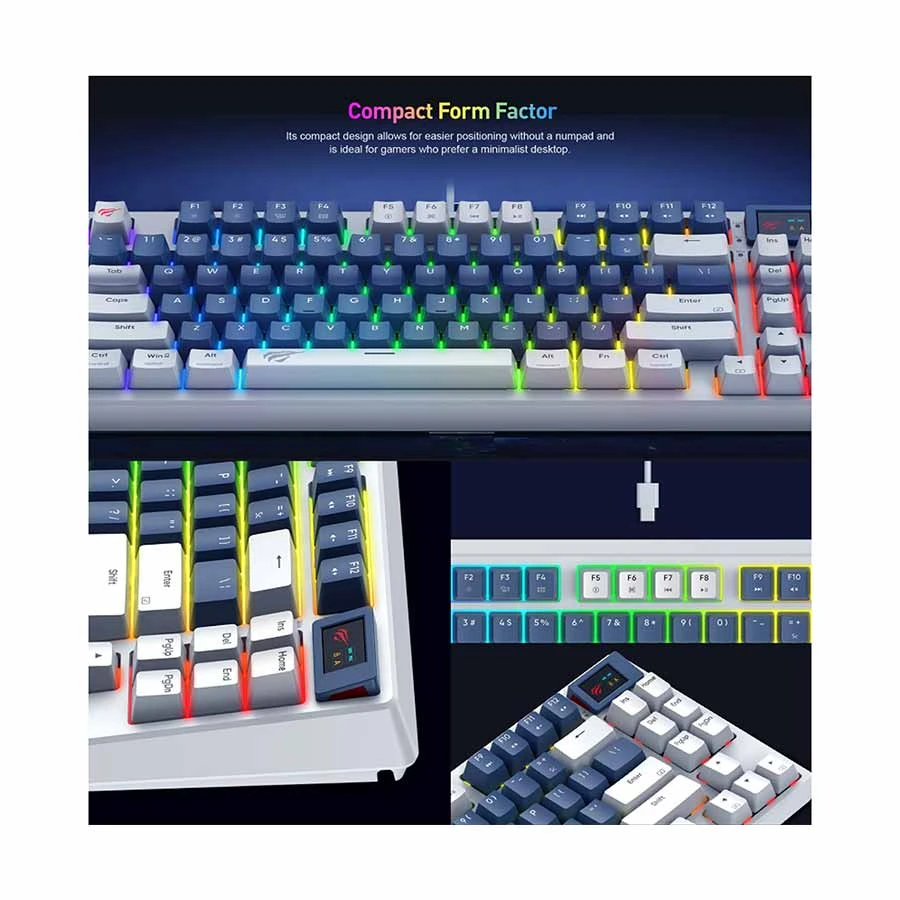 Havit Gamenote KB884L (Red Switch) RGB Wired White-Blue Gaming Keyboard
