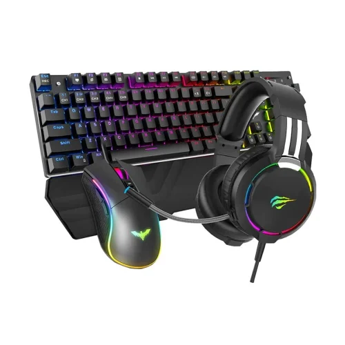 Havit KB380L RGB Wired Black Gaming Keyboard, Mouse &amp; RGB Headphone Combo