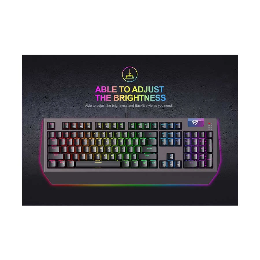 Havit KB872L Wired Multi-Function RGB Backlit (Blue switch) Black-Ochre Gaming Keyboard