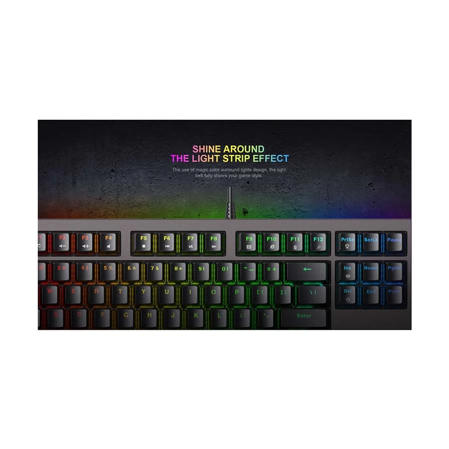 Havit KB872L Wired Multi-Function RGB Backlit (Blue switch) Black-Ochre Gaming Keyboard