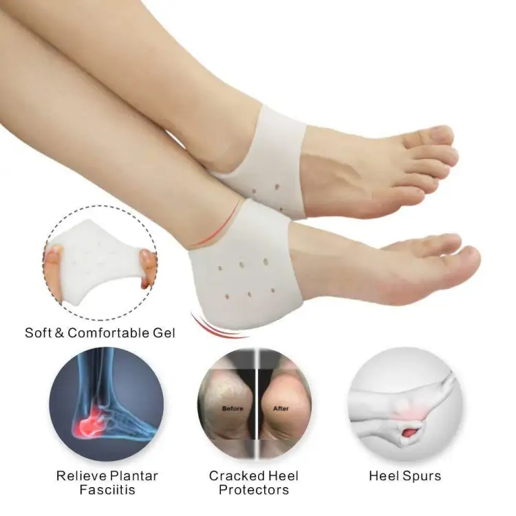 2 pcs Silicone Gel Heel Pad Socks for Heel Swelling Pain Relief