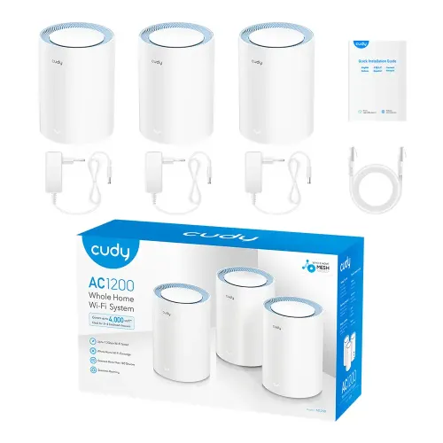 Cudy M1300 AC1200 1200mbps Gigabit Whole Home Mesh WiFi Router (3 Pack)