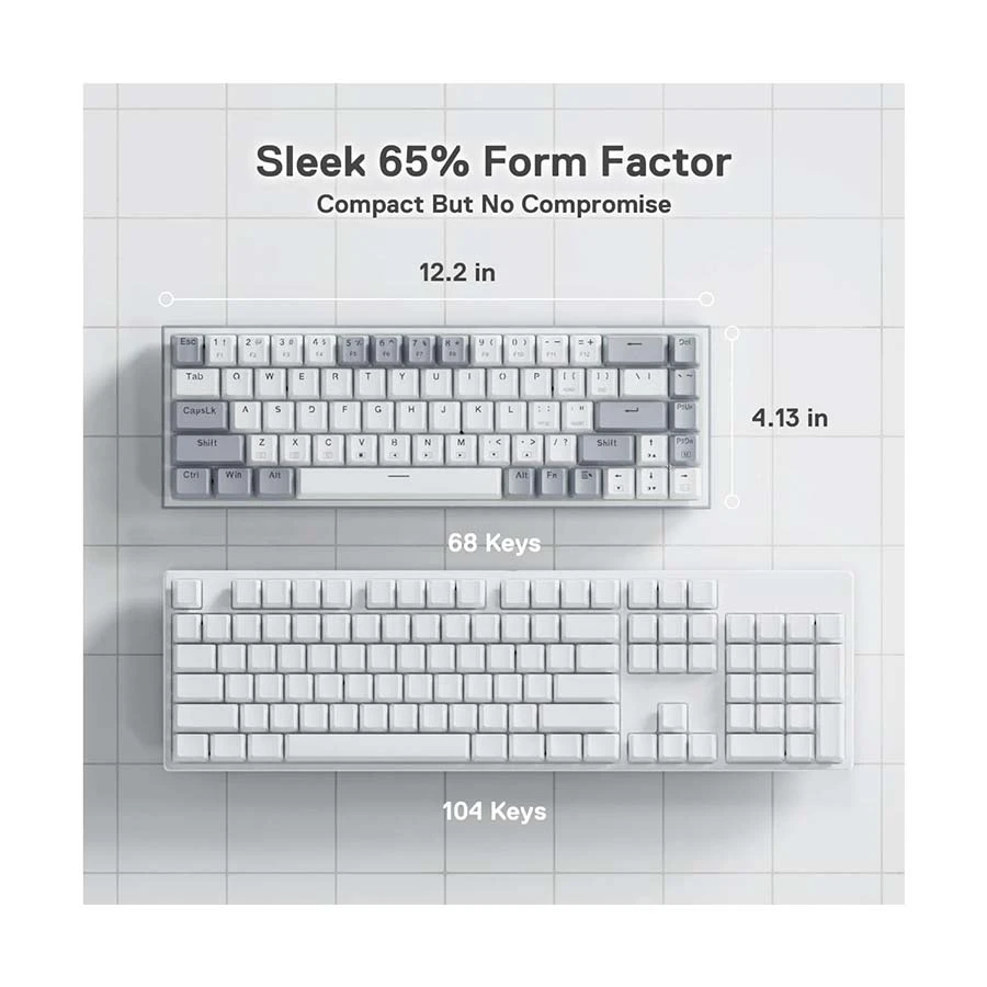 Redragon Castor K631 RGB Hot Swap (Red Switch) Wired White Grey Mechanical Gaming Keyboard