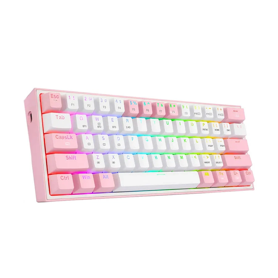 Redragon Fizz Pro K616 Tri Mode RGB Hot Swap (Red Switch) White Pink Mechanical Gaming Keyboard