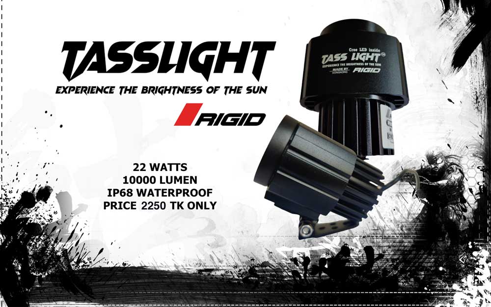 Tasslight Rigid- Fog Light for Motorcycle, Extremely Powerful, Relay-less Install