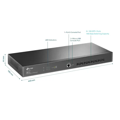 TP-Link TL-SX3008F JetStream 8-Port 10GE SFP+ L2+ Managed Switch