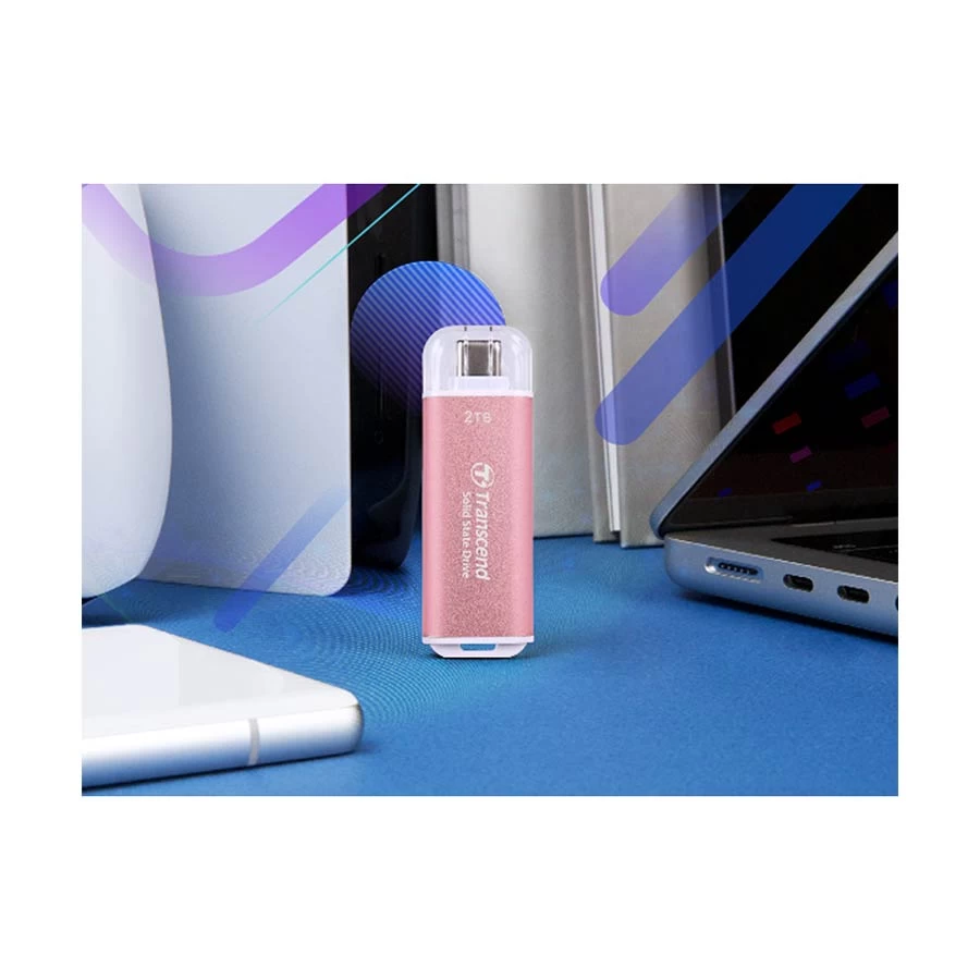 Transcend ESD300P 2TB USB Type-C OTG Pink Portable SSD