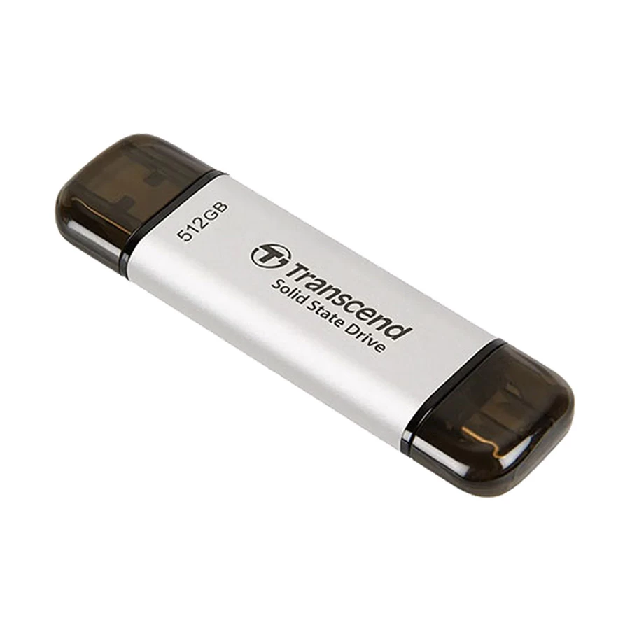 Transcend ESD310S 512GB USB Type-A &amp; Type-C OTG Silver Portable SSD