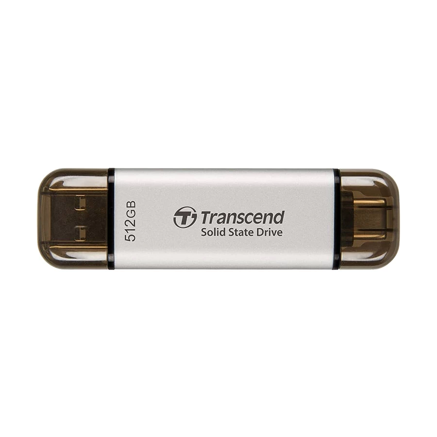 Transcend ESD310S 512GB USB Type-A &amp; Type-C OTG Silver Portable SSD