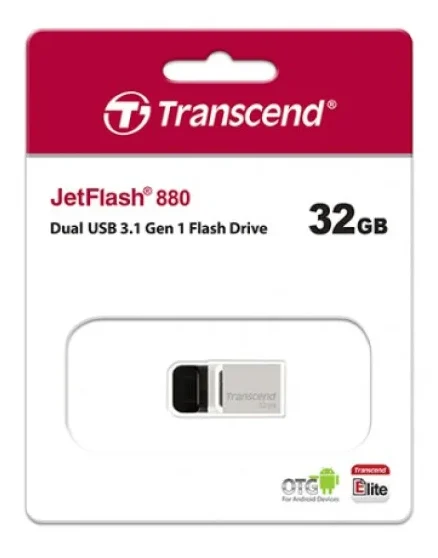 Transcend 32GB JetFlash 880 USB 3.0 Gen 1 OTG Pen Drive Silver