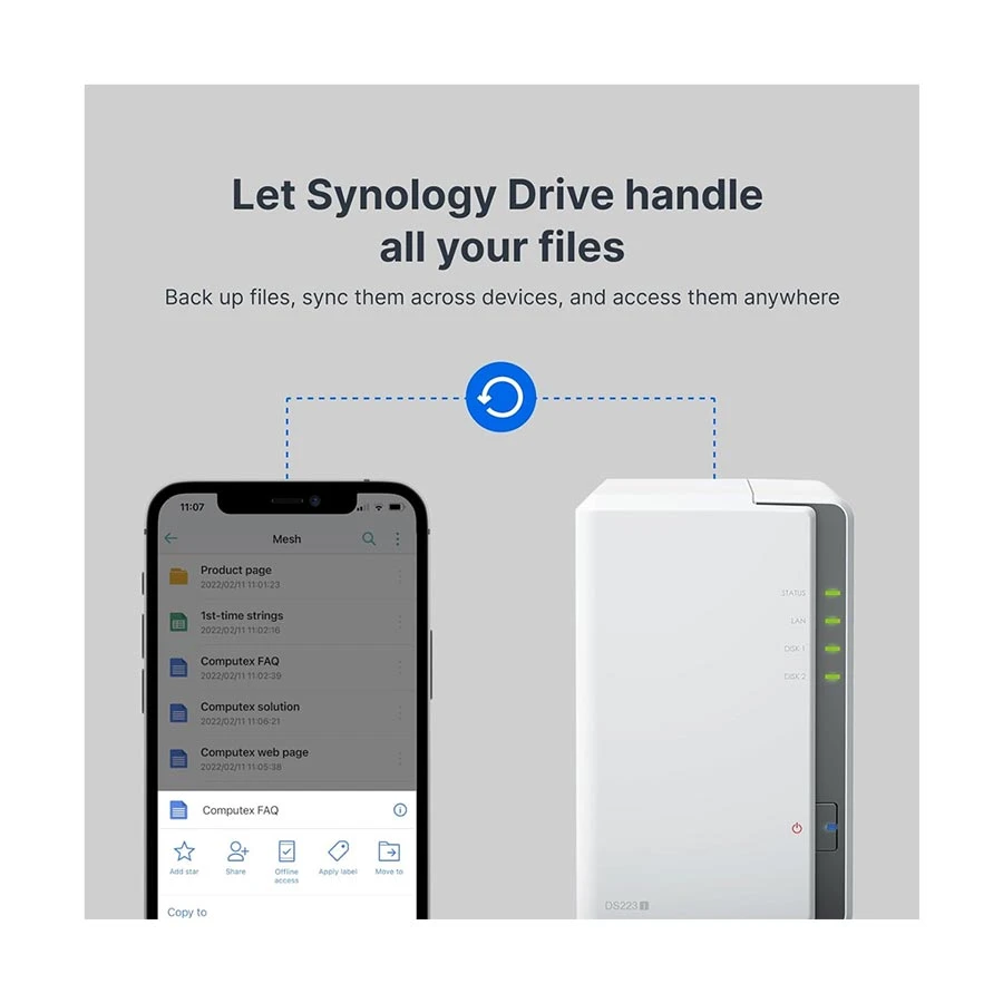 Synology DiskStation DS223j 2 Bays Tower Desktop Storage